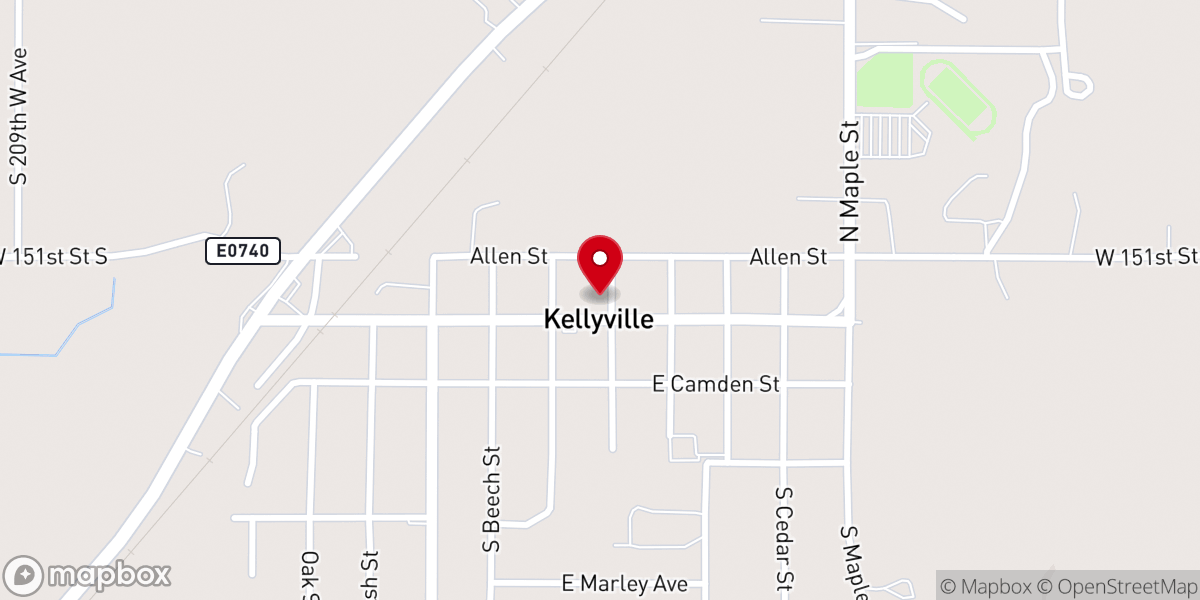 Map showing location of Kellyville United Methodist Church