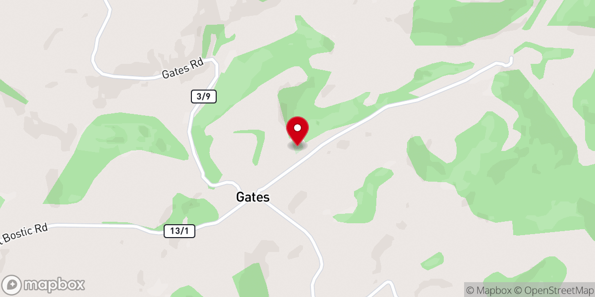 Map showing location of Oak Grove Baptist Church