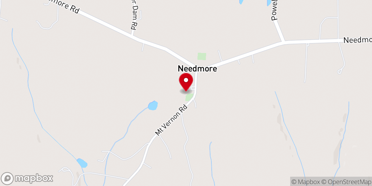 Map showing location of Needmore Baptist Church