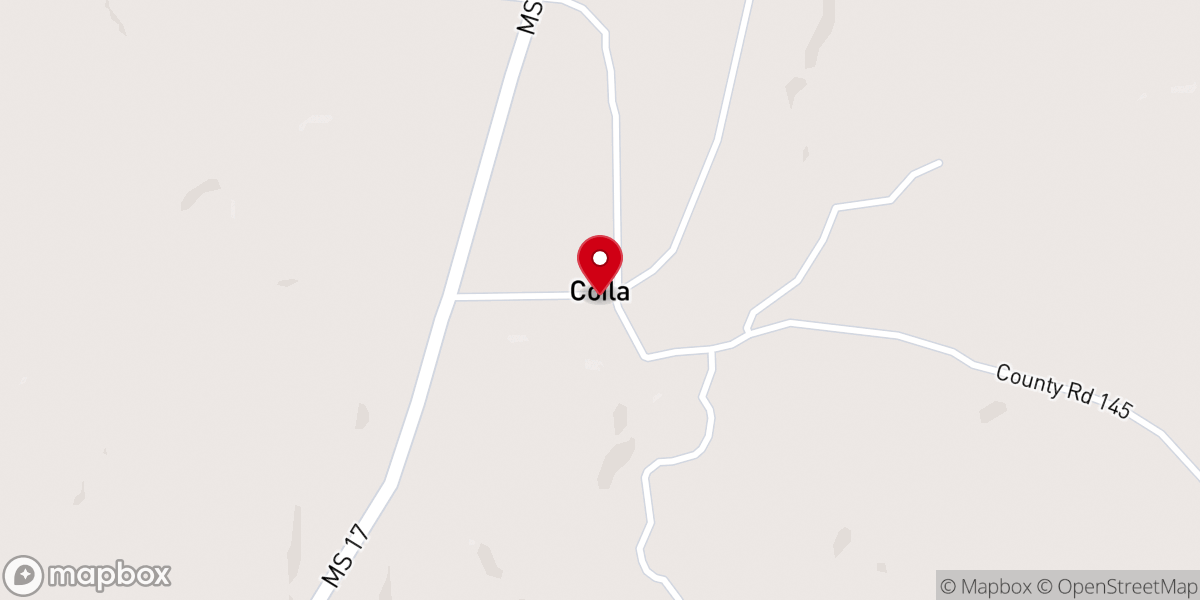 Map showing location of Coila Baptist Church