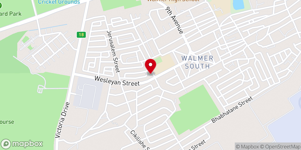 Map showing location of John Masiza Methodist Church