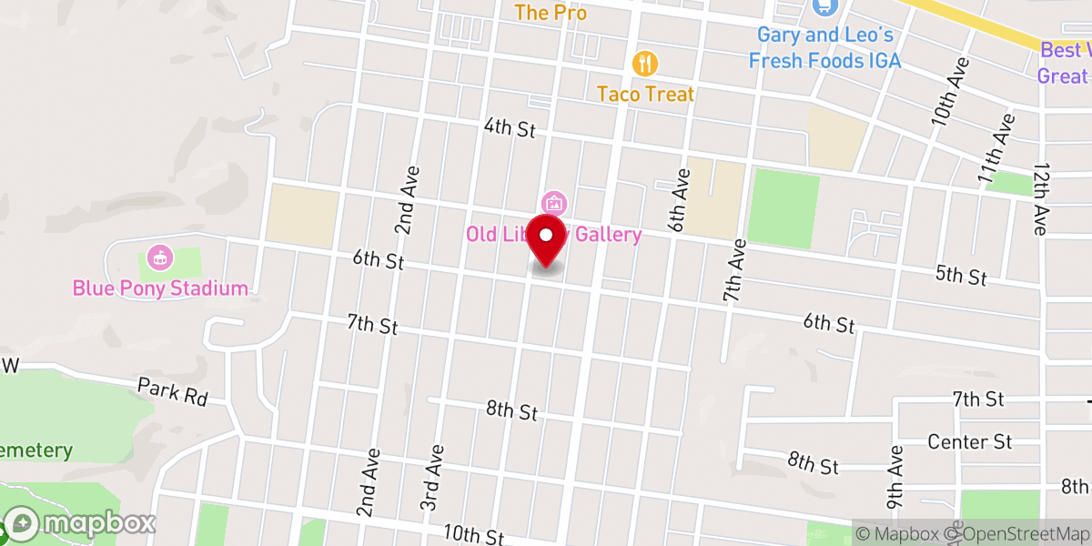 Map showing location of Havre Baptist Church