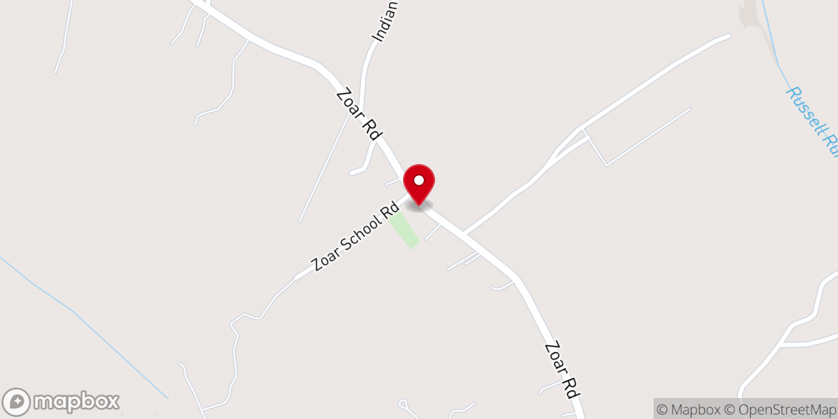 Map showing location of Zoar Baptist Church