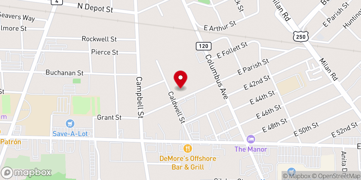 Map showing location of Erie County Job & Family Services