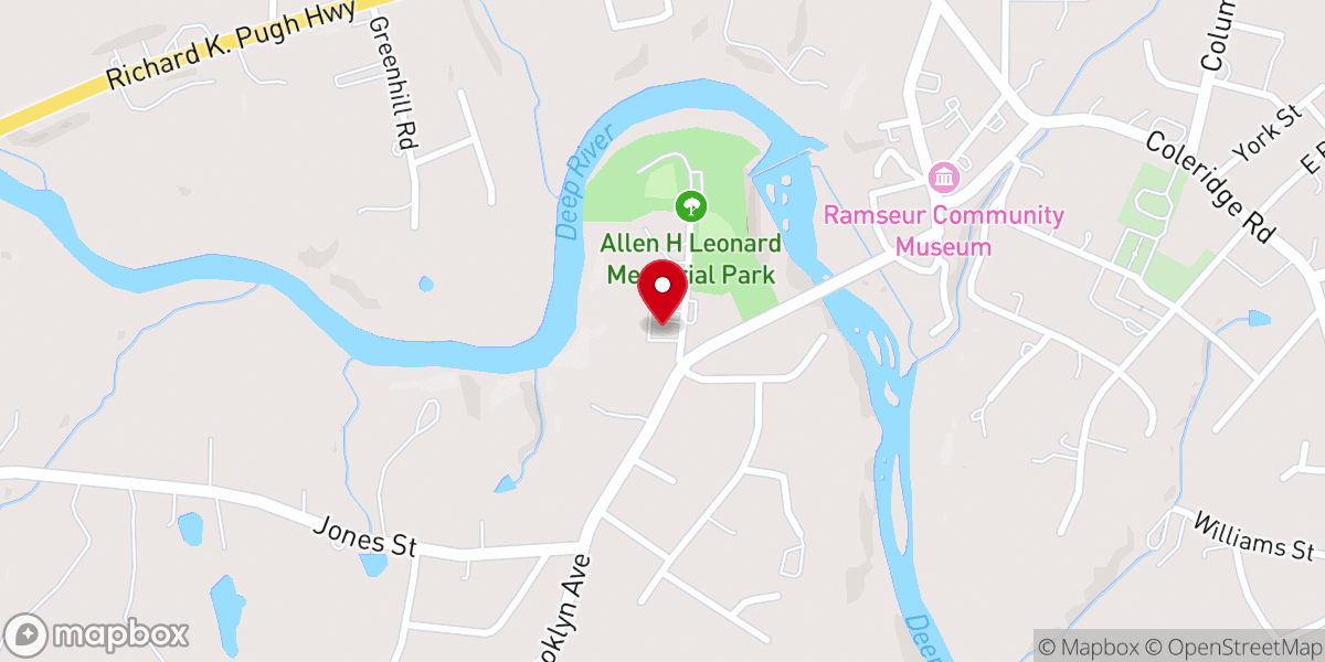 Map showing location of Ramseur Wesleyan Church