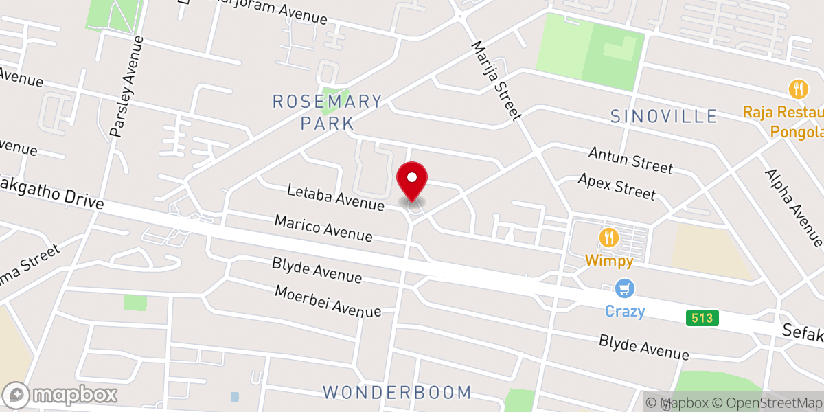 Map showing location of New Apostolic Church, Sinoville Congregation