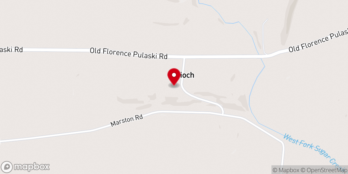 Map showing location of Antioch United Methodist Church