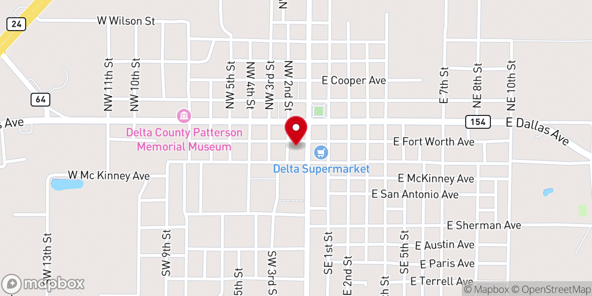 Map showing location of Cooper Methodist Church