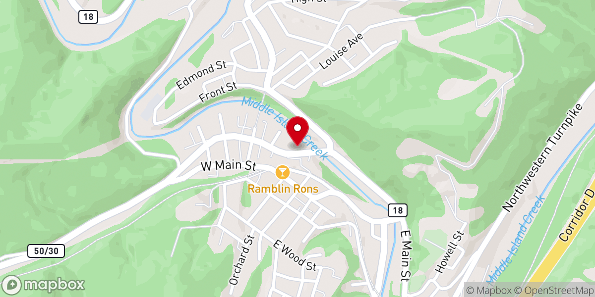 Map showing location of West Union Church of Christ