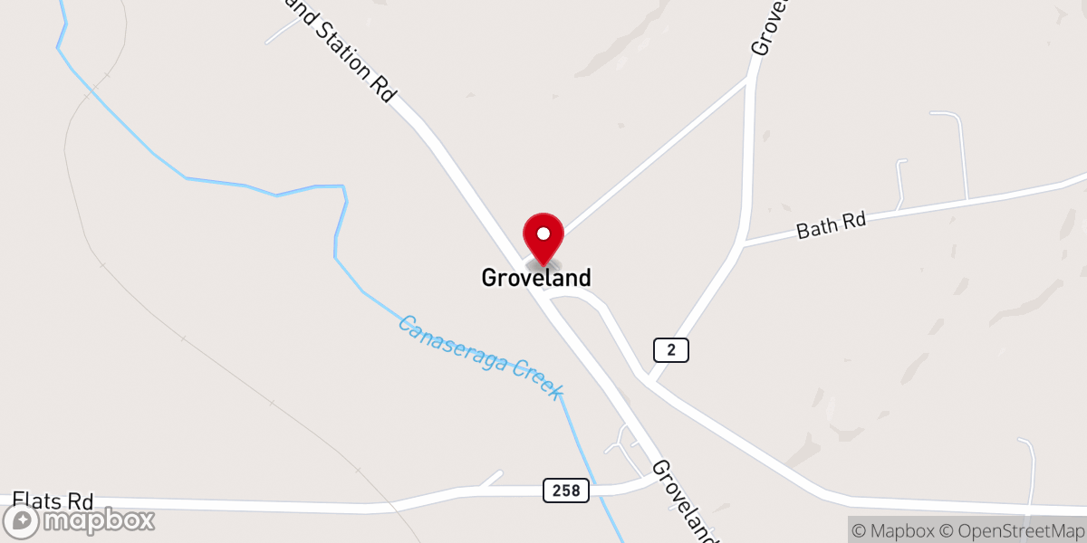 Map showing location of Berean Bible Church. Groveland, NY