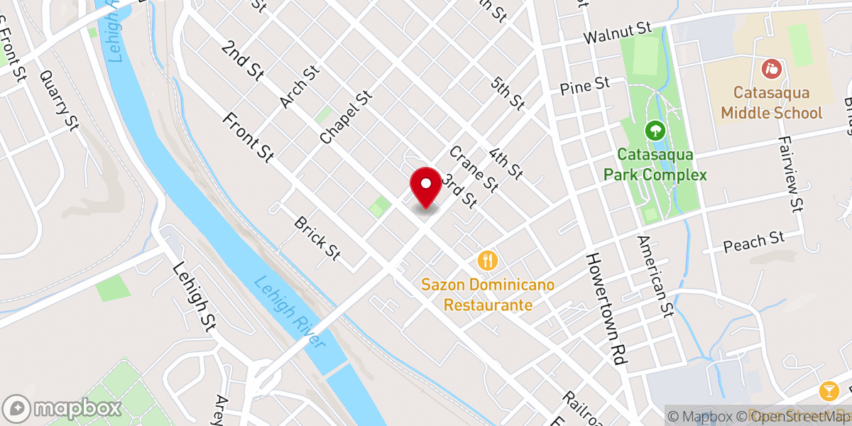 Map showing location of Presbyterian Church of Catasauqua