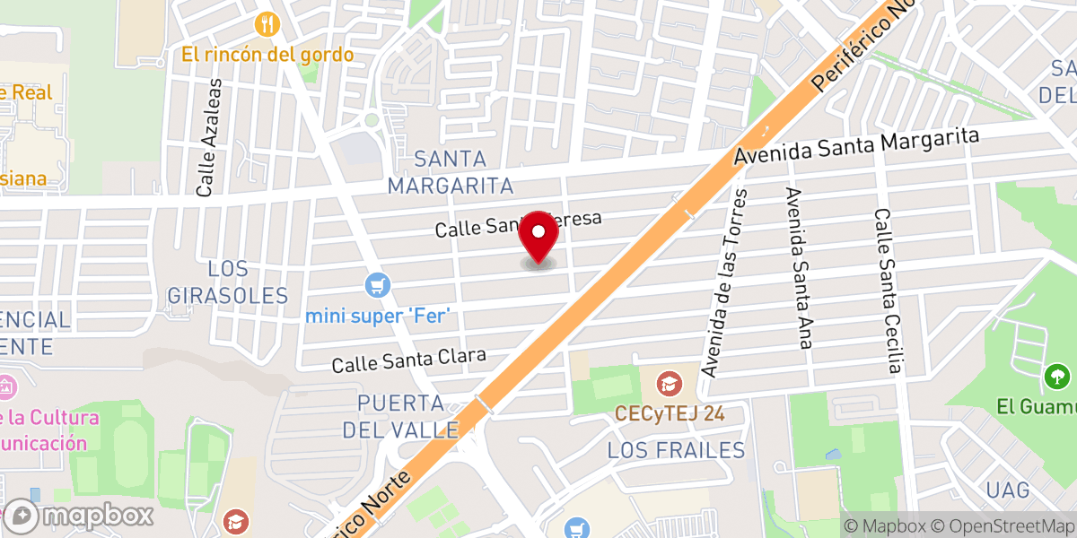 Map showing location of Comunidad Cristiana de Adoración y Júbilo Zapopan