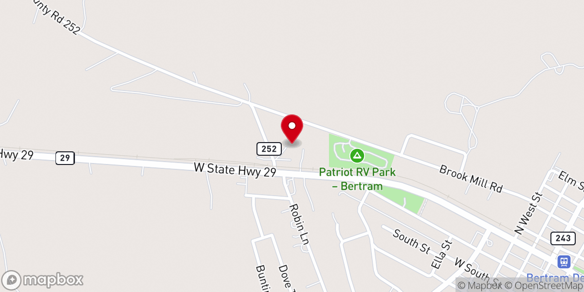 Map showing location of First Cowboy Church of Burnet