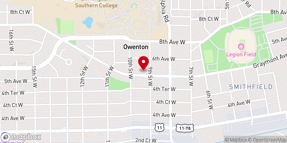 Map showing location of Trinity Baptist Church