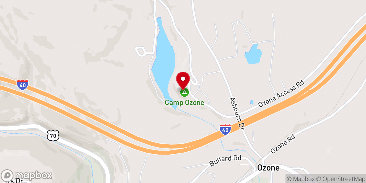 Map showing location of Camp Ozone