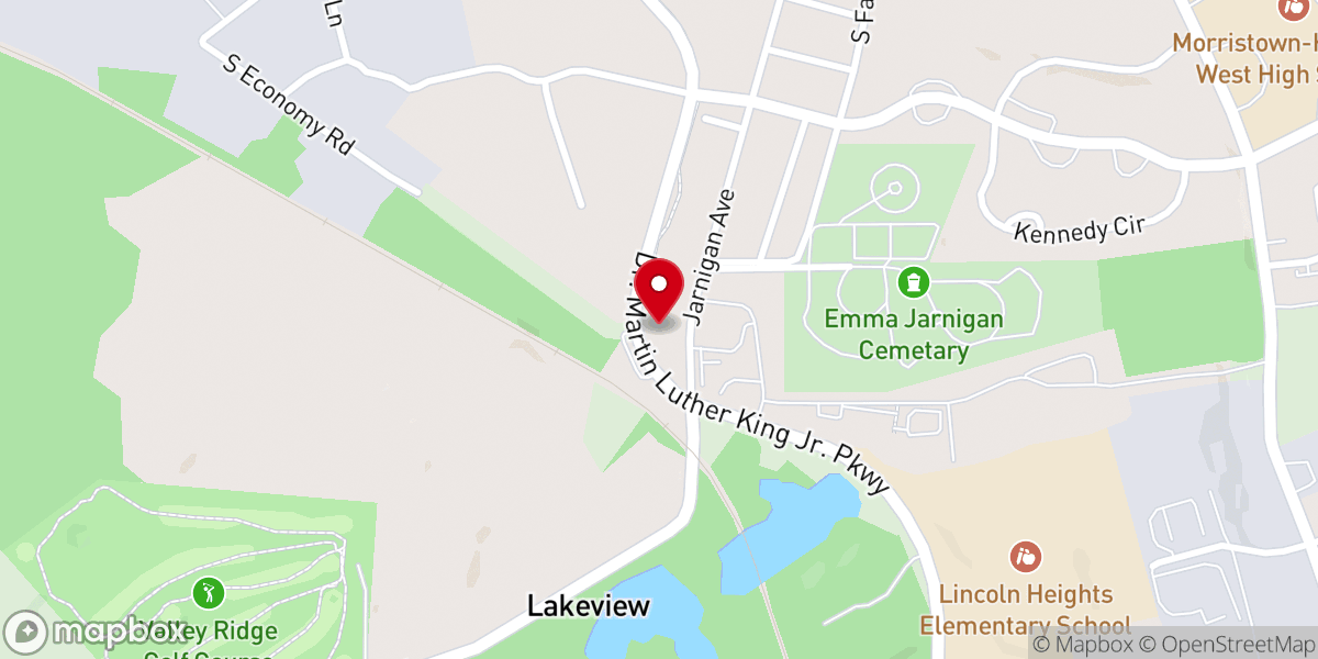 Map showing location of Morristown Baptist Tabernacle