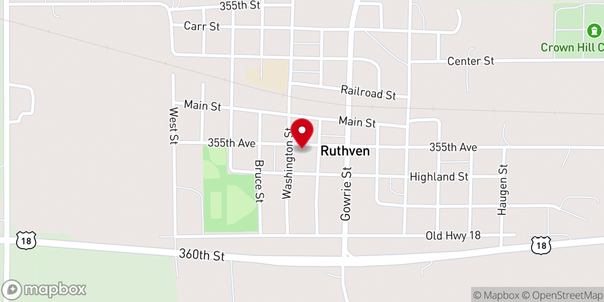 Map showing location of Ruthven United Methodist Church