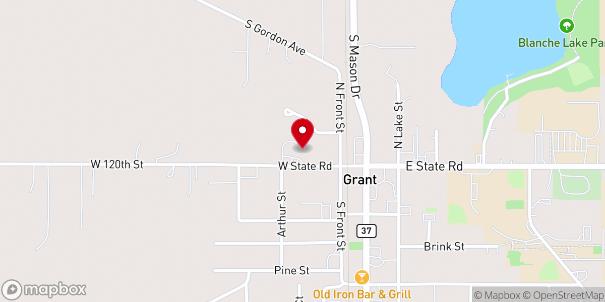 Map showing location of Grant Community Church