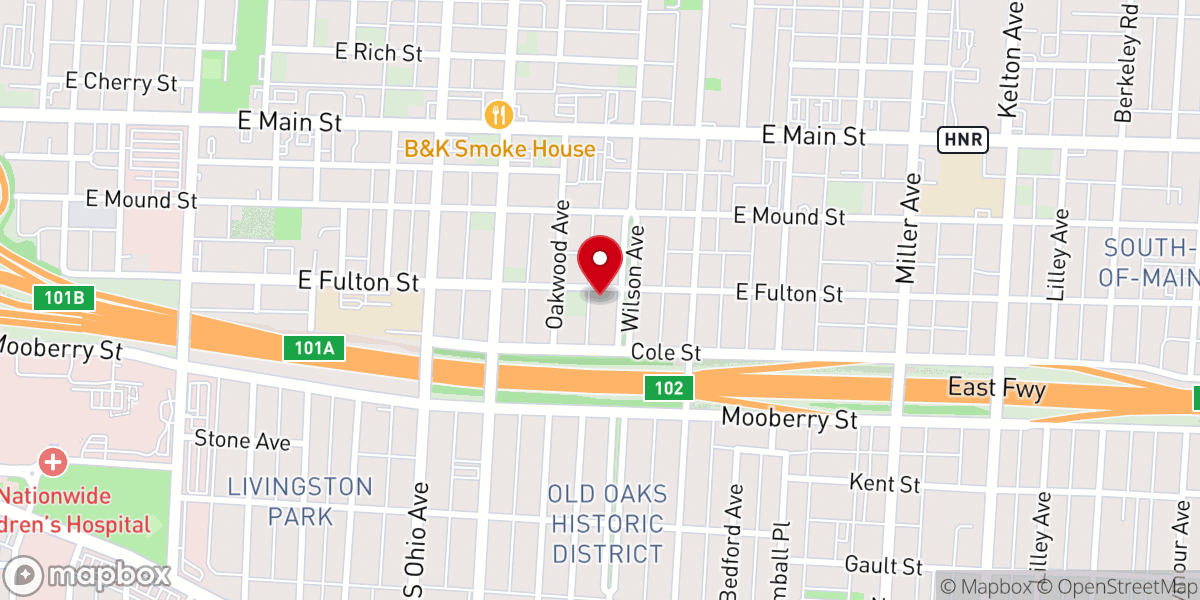Map showing location of The City of Zion Church