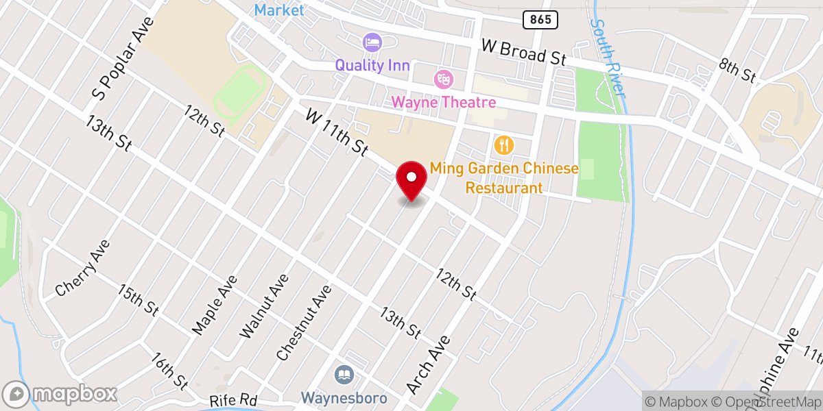 Map showing location of First Baptist Church