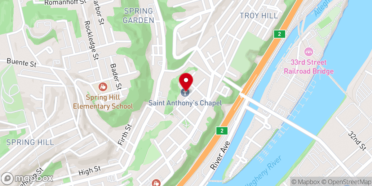 Map showing location of Saint Anthony Chapel