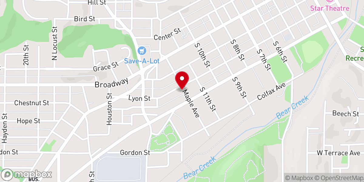 Map showing location of St. John's Ev. Lutheran Church