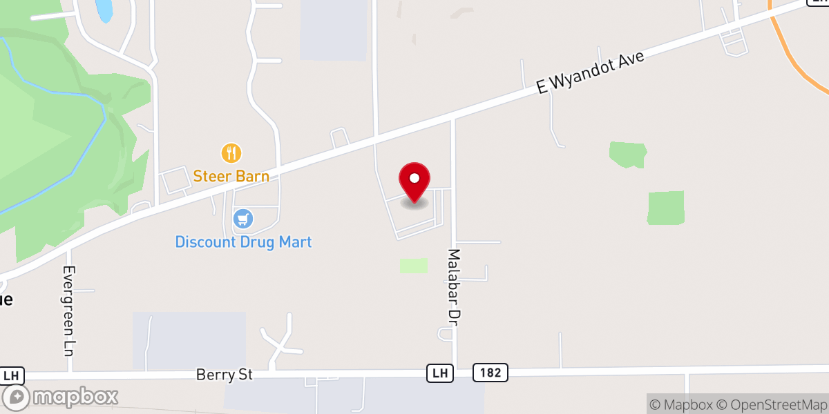 Map showing location of Trinity Evangelical United Methodist Church