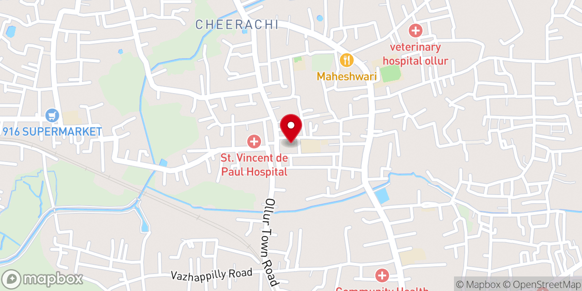Map showing location of St. Antony's Syro Malabar Forane Church, Ollur