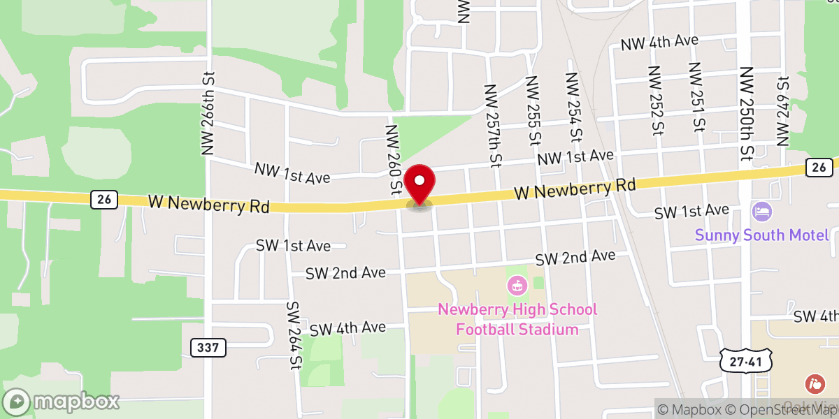Map showing location of Newberry Church of the Nazarene