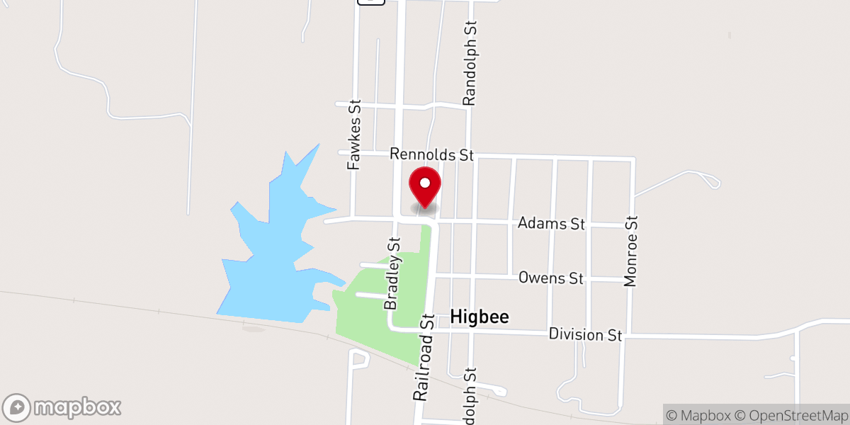 Map showing location of Higbee Area Fire Protection District