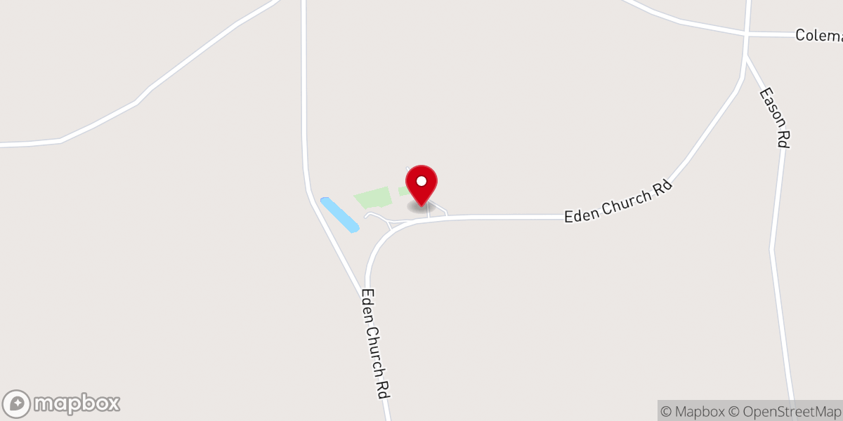 Map showing location of Old Eden Church
