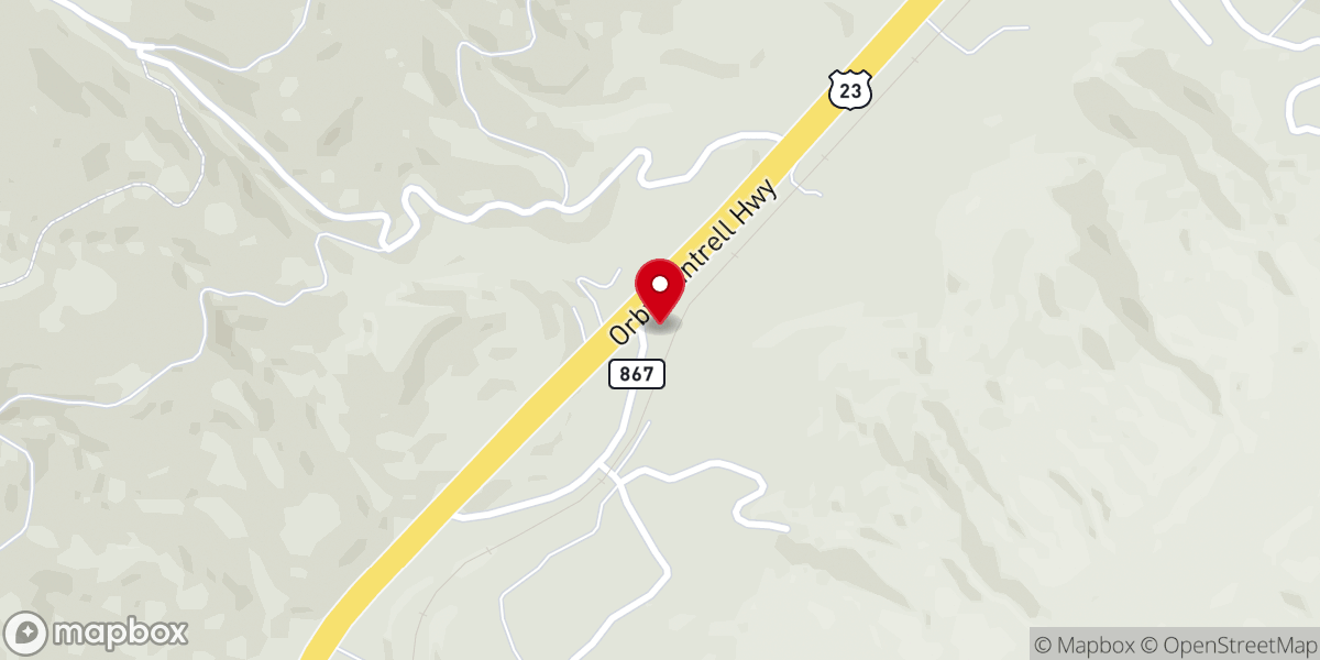 Map showing location of Robinette Chapel Baptist Church