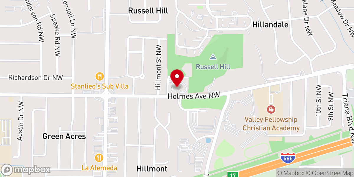 Map showing location of Valley Fellowship Church