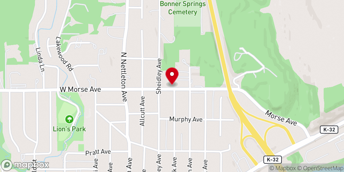 Map showing location of Bonner Springs Church of Christ