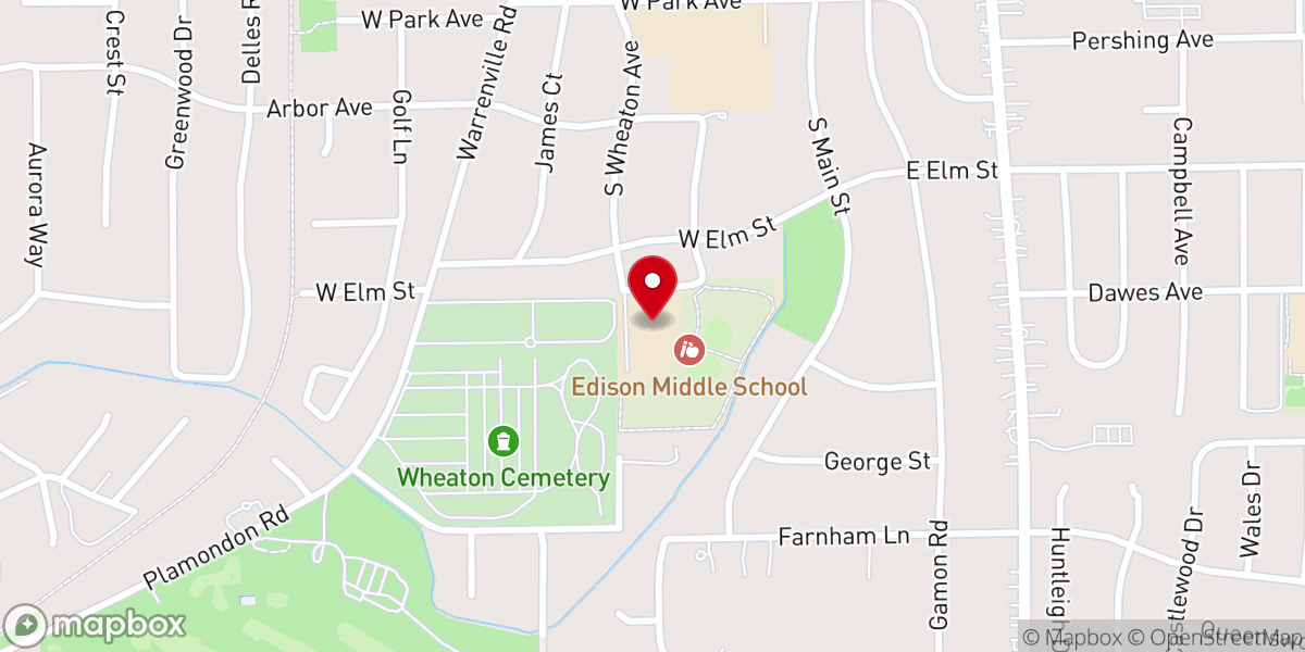 Map showing location of Joy Church Wheaton