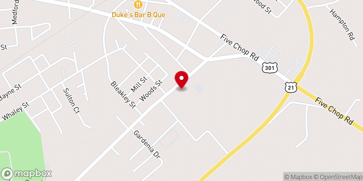 Map showing location of Gospel Light Holiness Church