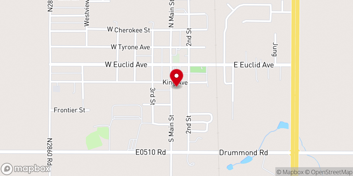 Map showing location of Waukomis Christian Church