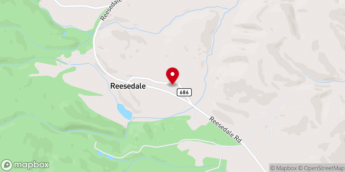 Map showing location of Reesedale Church