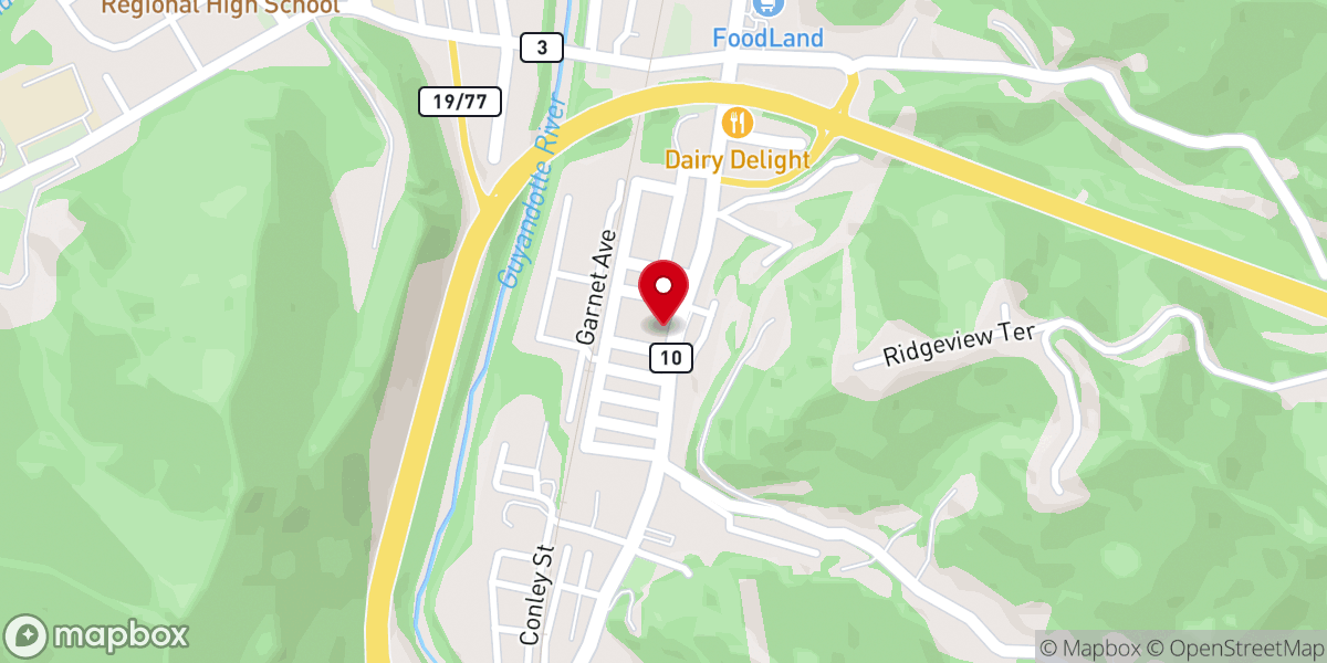 Map showing location of First Baptist Church of Chapmanville
