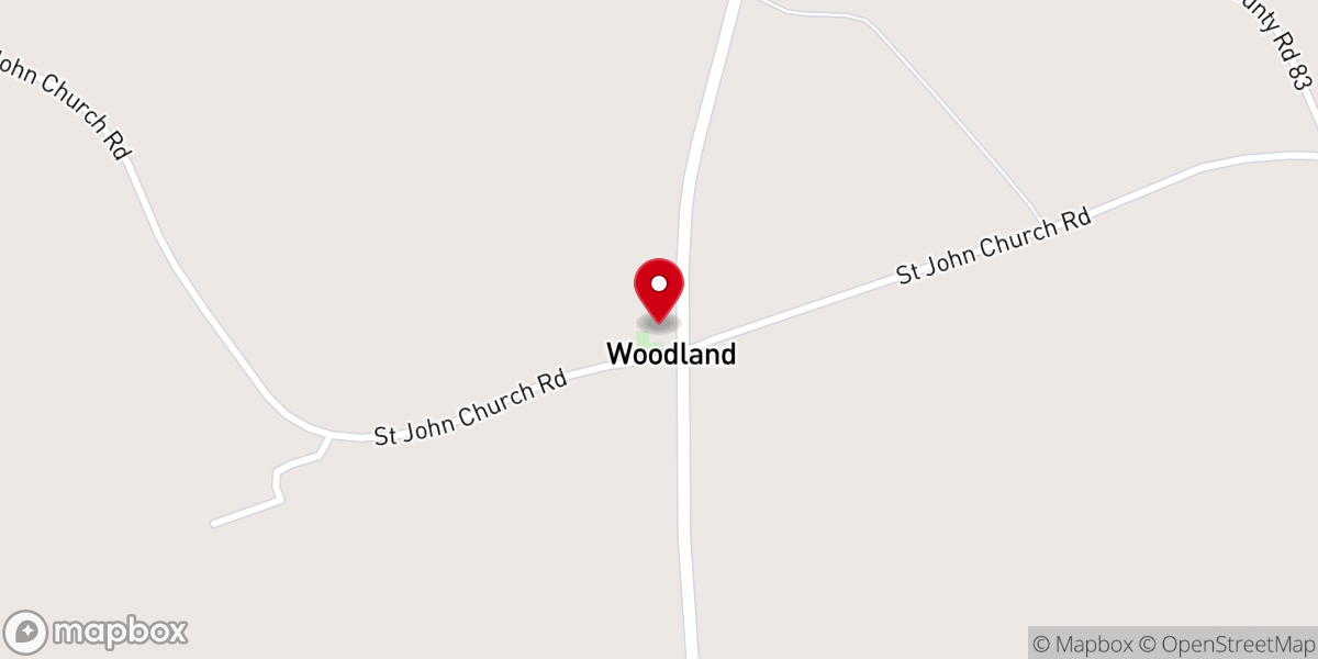 Map showing location of Woodland Presbyterian Church