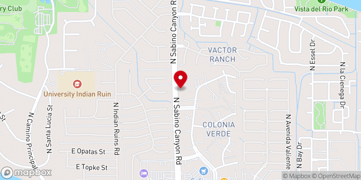 Map showing location of Sabino Road Baptist Church