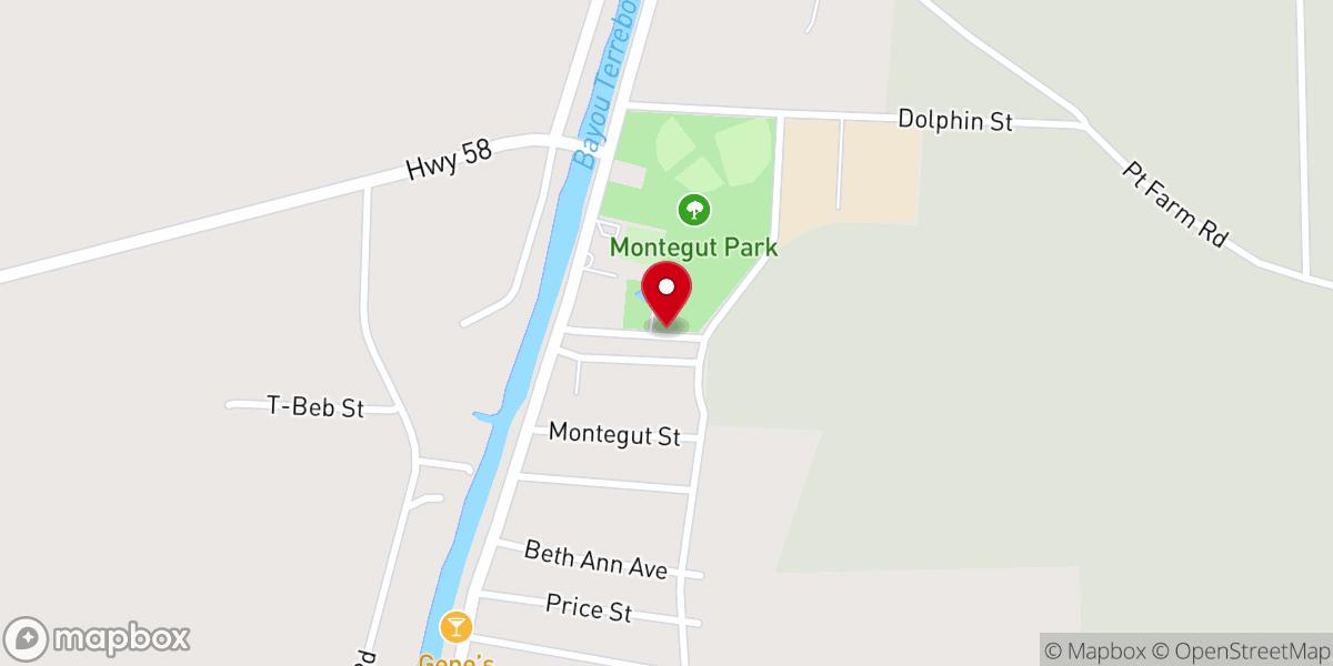 Map showing location of Montegut Park