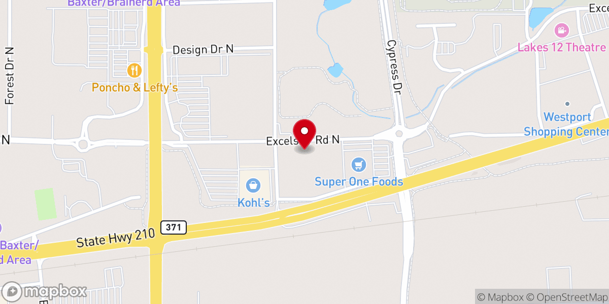 Map showing location of Lakes Area Presbyterian Church