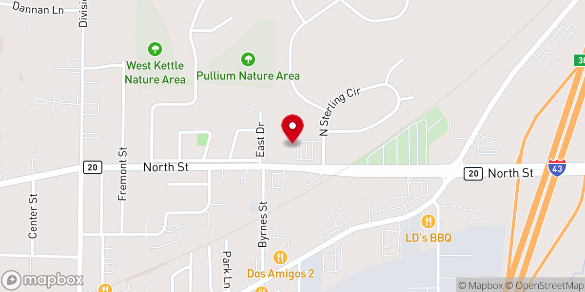 Map showing location of East Troy Bible Church