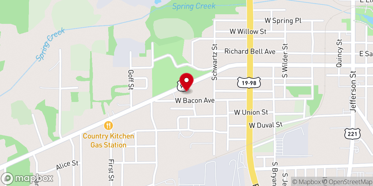 Map showing location of Mt Olive MB Church