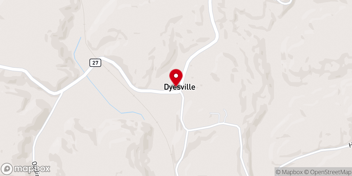 Map showing location of Dyesville Community Church