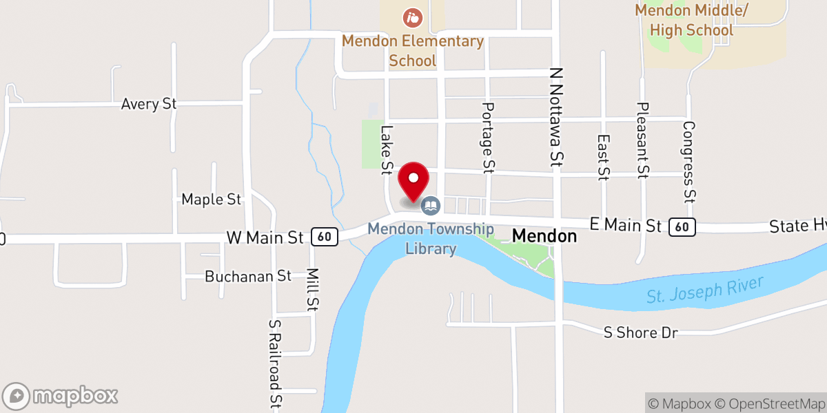 Map showing location of Mendon United Methodist Church