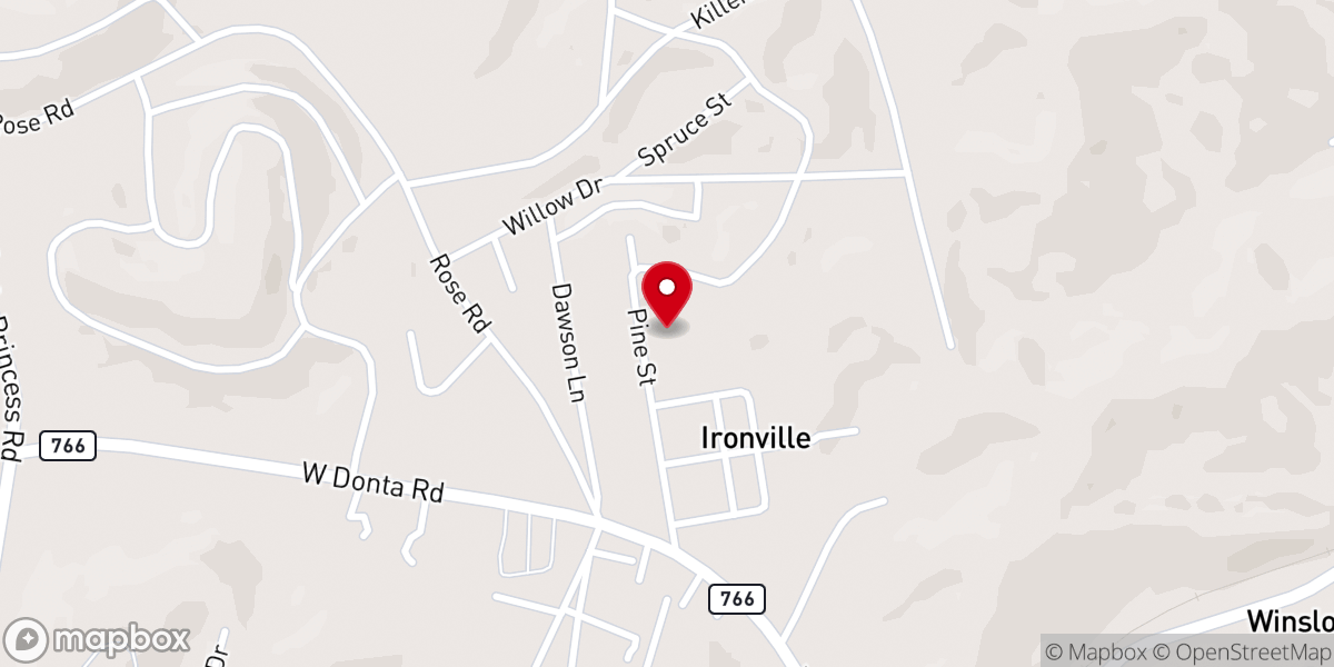 Map showing location of Ironville Independent Baptist Church