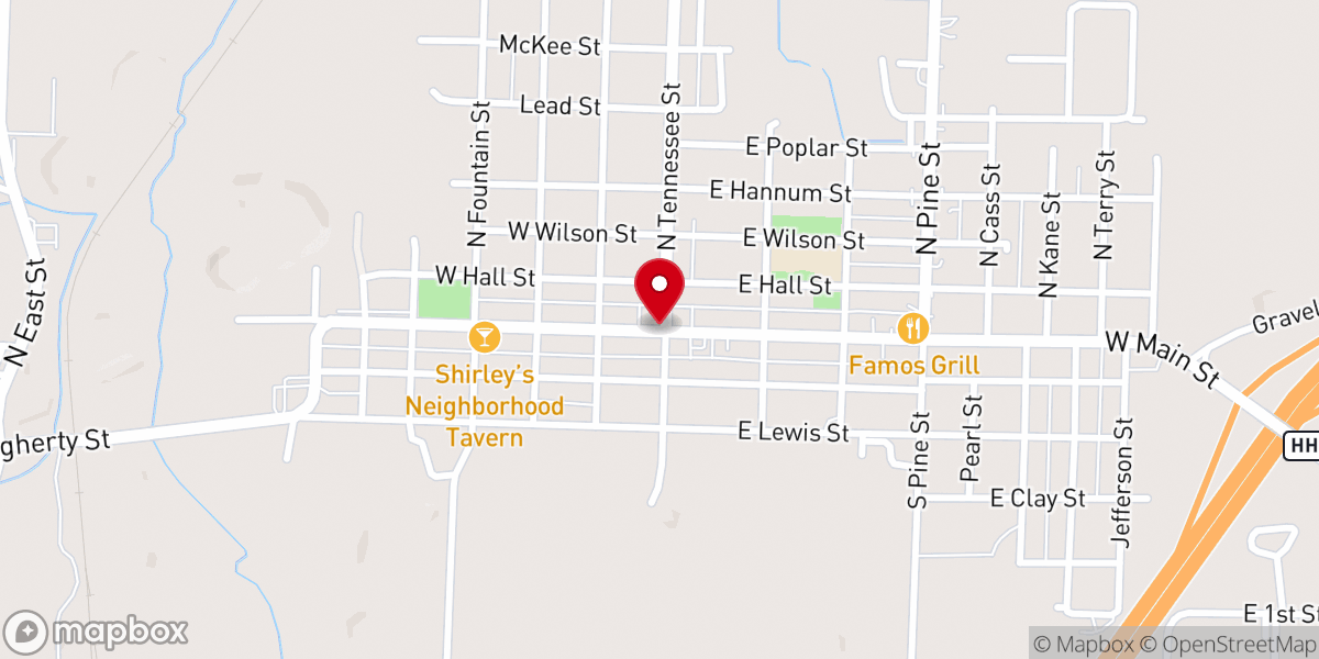 Map showing location of Carterville