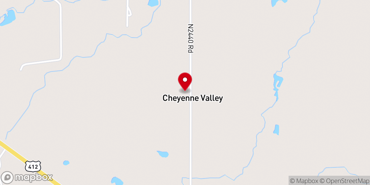 Map showing location of Cheyenne Valley Church